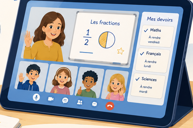 Cours en direct AlgoClasse sur tablette