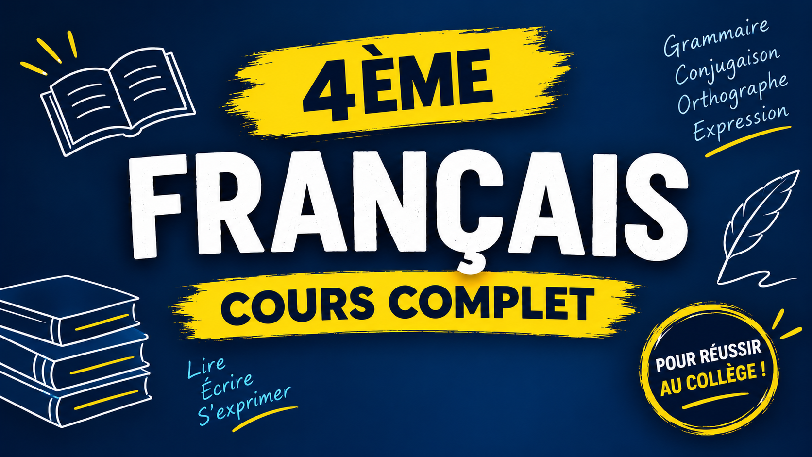 4ème – Français – Grammaire, conjugaison, orthographe et lexique (programme complet)